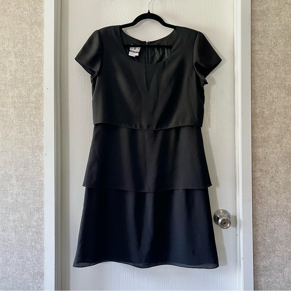 David Warren Vintage New York Black Scalloped Cocktail Dress